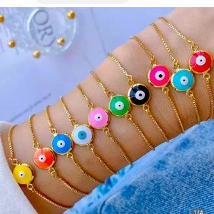 gold adjustable blue eye bracelet enamel colorful Handmade bracelets for women